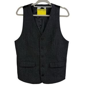 Descendant of Thieves Gray Wool Blend Vest Medium Preppy Classic Evening Pockets